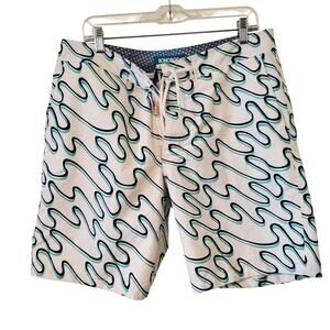 Bonobos Mens Swim Trunks Size 36 White Blue